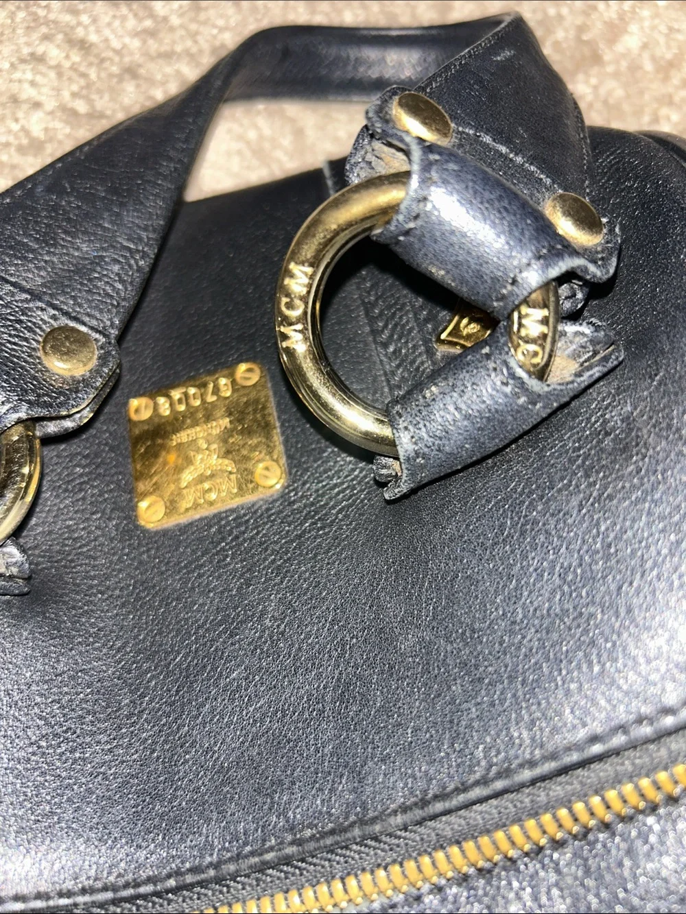 MCM Black Leather Mini Satchel with Gold Hardware - Picture 12 of 15